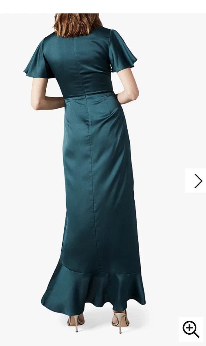 STUNNING Phase Eight Philippa Frill Maxi Dress Peacock Green Size