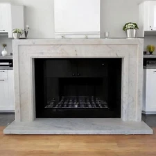 BESPOKE SNOW WHITE MARBLE FIREPLACE MANTEL - TF525