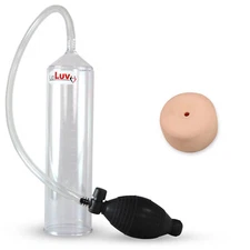 LeLuv 2.25" x 9" EasyOp Black Bgrip Penis Pump Clear Cylinder + Ass Donut Seal