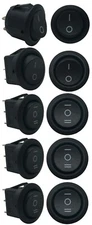 5 Pack Black Momentary & Latch SPST Round Rocker & Toggle Switches 12V 20A - USA