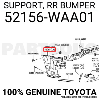 52156WAA01 Genuine Toyota SUPPORT, RR BUMPER 52156-WAA01 | eBay