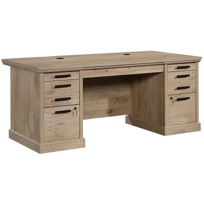 Sauder Mason Peak Engineered Wood Executive Desk in Prime Oak