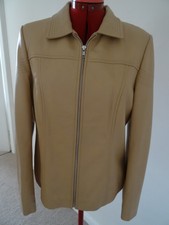 'together' Womens Real Leather Jacket Size 14 Brand New Ecru Colour, Fully Lined