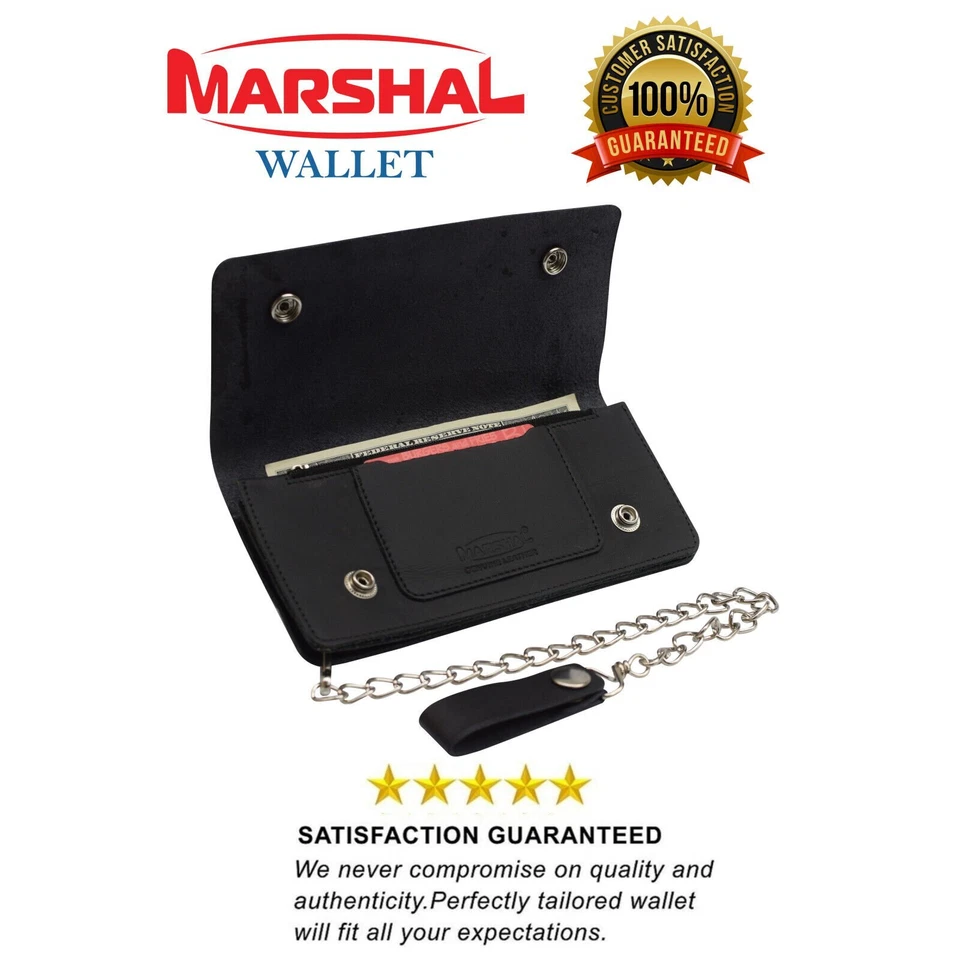 Cartera de cuero con cadena para motociclista camionero motociclista con cremallera interior ¡¡Águila negra!!! Foto 2 de 4