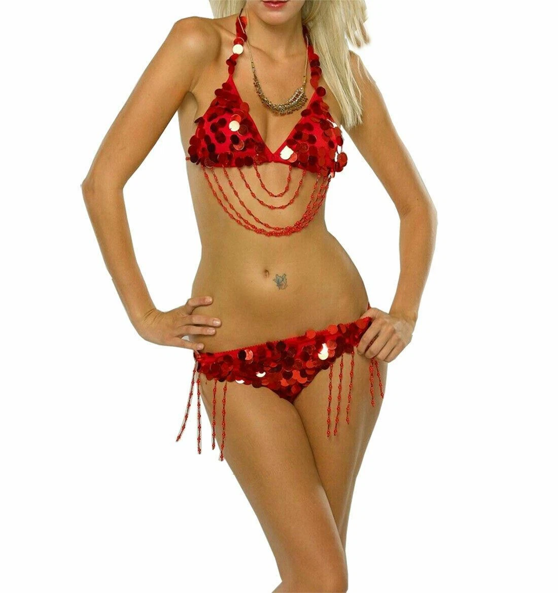 Womens Sexy Vegas Showgirl Costume Hen Night Sequin Bra Panties Lingerie  Set