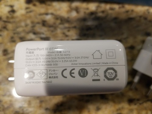 ANKER A2713 Power Port III 3 port 65W Wall Block Power Pod w/ folding White - Picture 4 of 12