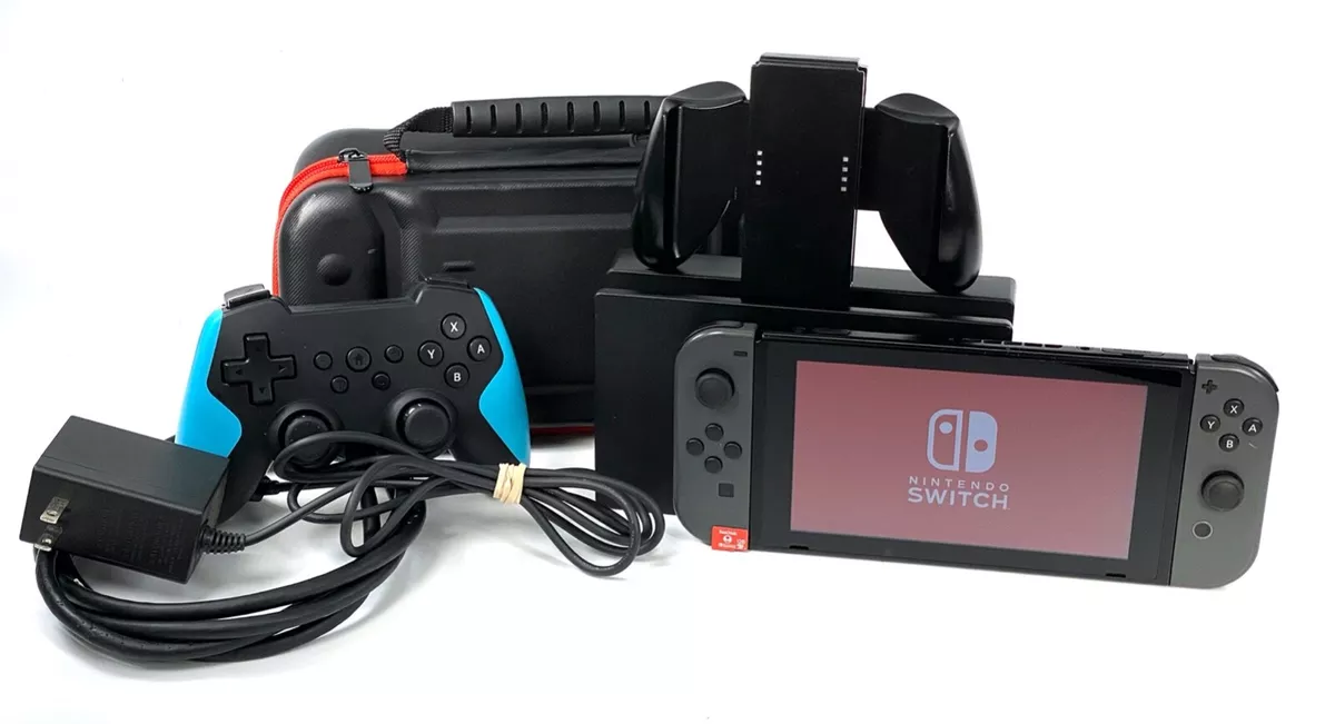 Nintendo Switch Gray 128 GB w/ ProController, Case & Dock HAC-001 TESTED