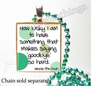 How Lucky I Am Scrabble Pendant For Necklace Winnie The Pooh Love Quote E3 Ebay