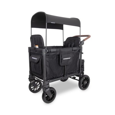 Wonderfold W2 Luxe Pro Doppel Kinderwagen 2-Sitzer Bollerwagen Jet Black TOP