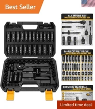 Complete 3/8'' Drive Socket Set with Adapters - High Torque & Portable Storage