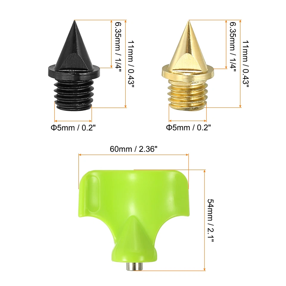 32Pcs 1/4" Carbon Steel Track Spikes Replacement Spikes w Wrench, Black Gold - Image 2 of 4