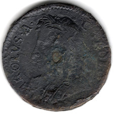 1684 TIN FARTHING CHARLES II COIN FINE DETAILS DATED EDGE S.3395 2C57