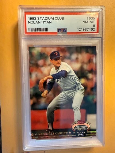 1992 Stadium Club Nolan Ryan #605 Members Choice Texas Rangers HOF PSA 8