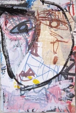  Original Ooak Aceo ATC Art Abstract  expressionism Portrait Face Painting 