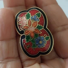 Vintage Flower Floral Design Cloisonne Scarf Ring Clip