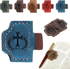 Bygone Mark Bookmark with Pen Holder Leather Book Mark for Men Women Travelers