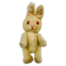 Schuco Miniature Mohair Plush Bunny Rabbit Fully Jointed Figurine 4.75" Vintage