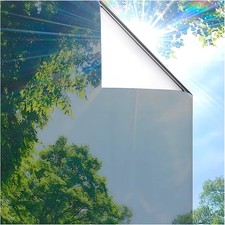 One Way Privacy Window Film, Sun Blocking Reflective Silver, 17.5 x 78.7 inches 