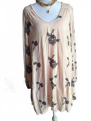Free People Emma Austin Pink Floral Swing Mini Dress M