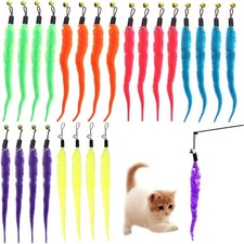 24 PCS Cat Worm Toy Replacement A, Green, Orange, Red, Blue, Purple, Yellow