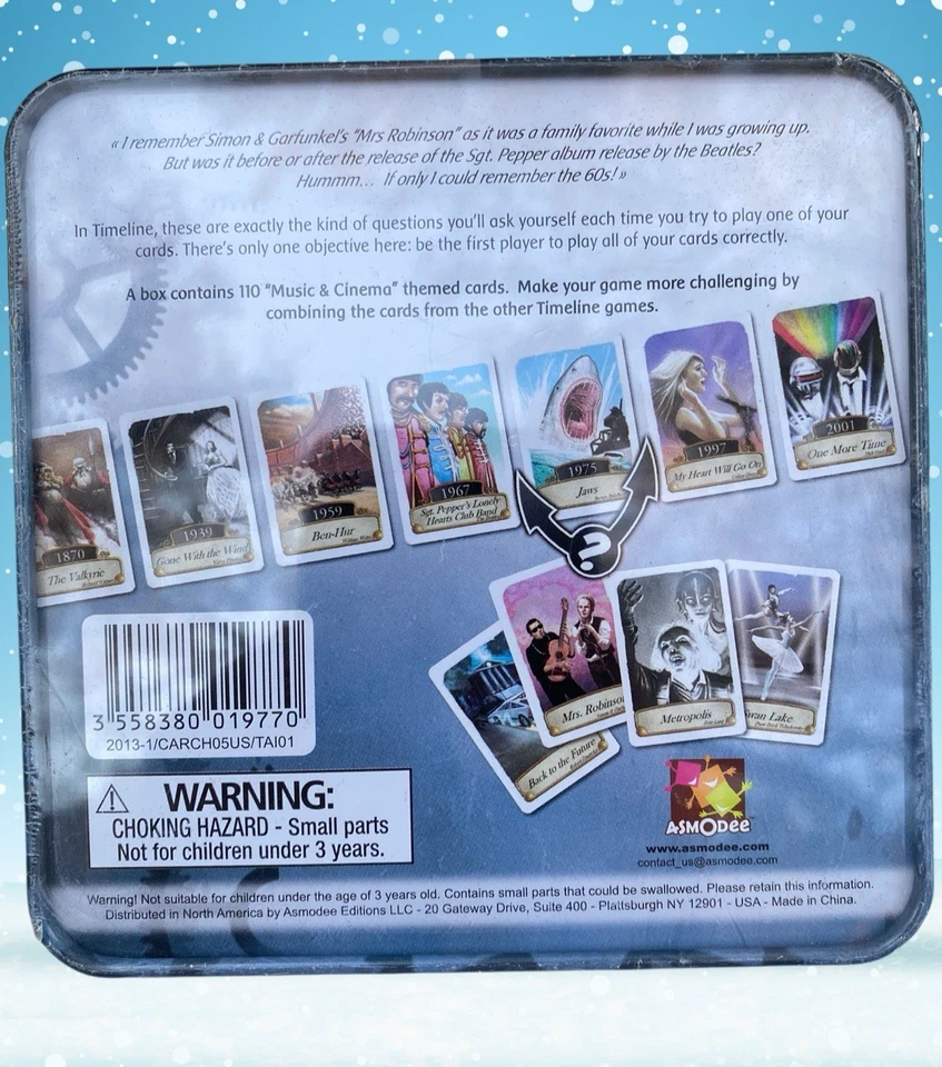 Timeline MUSIC & CINEMA Game Cards in Shrink Asmodee New Sealed Tin - Image 2 of 4