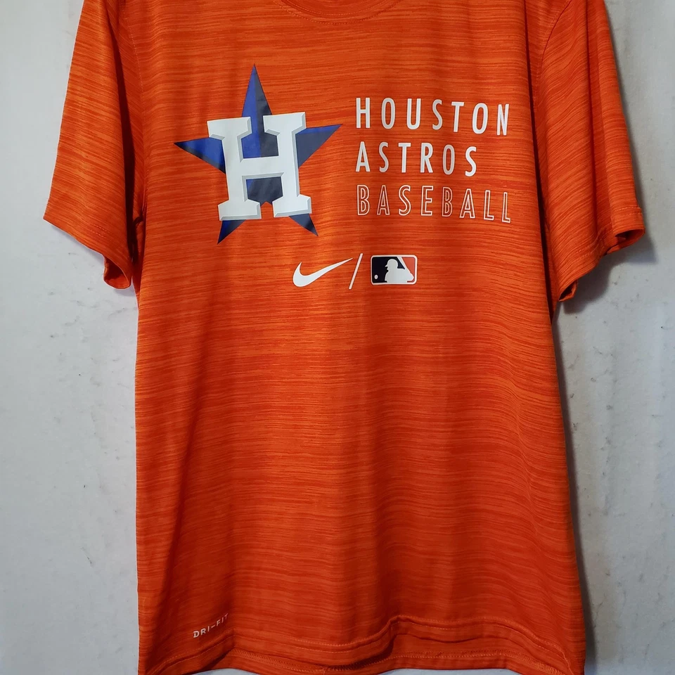 Houston Astros Shirt Mens Medium Orange MLB Baseball Nike Dri Fit Tee Authentic - Image 3 of 4
