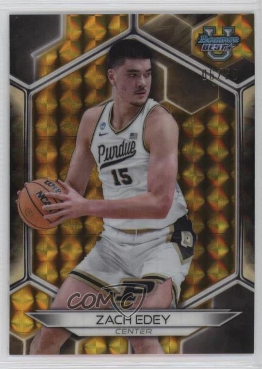 2023-24 Bowman U Best Gold Geometric Refractor /50 Zach Edey #74 17uv