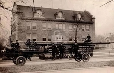 Alliance OH Ohio Ladder Fire Truck Firemen 1910s RPPC Photo Postcard COPY