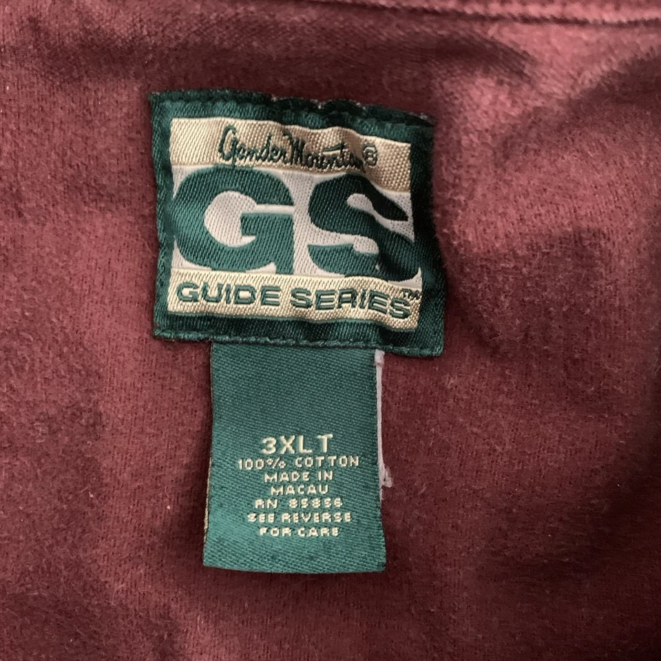 Gander Moutain Guide Series Chamois Shirt Mens 3XLT Big Tall Button Up Burgundy - Image 2 of 4