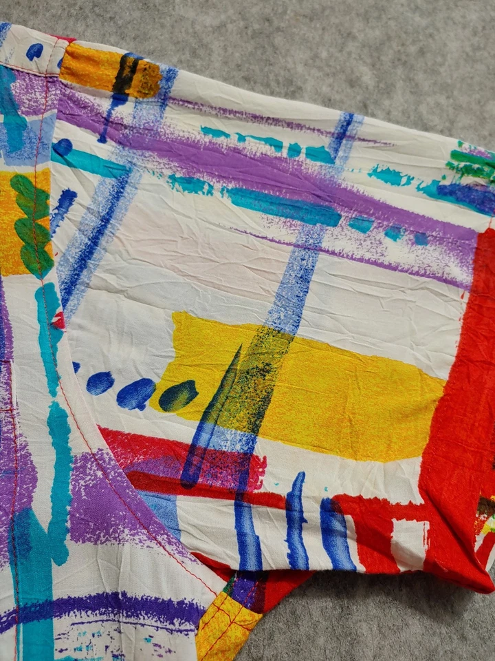 Jams World Traffic Shirt VTG Small M630RE Blue Red Short Sleeve Rayon Hawaiian - Image 4 of 4