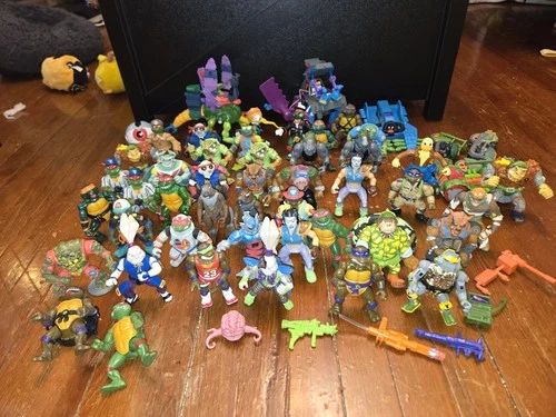 Vintage TMNT Teenage Mutant Ninja Turtles Lot of 45 With Accessories, Vehicles