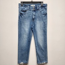 BKE Womens Parker Universal Fit High Rise Crop Straight Jeans Size 28 Light Wash
