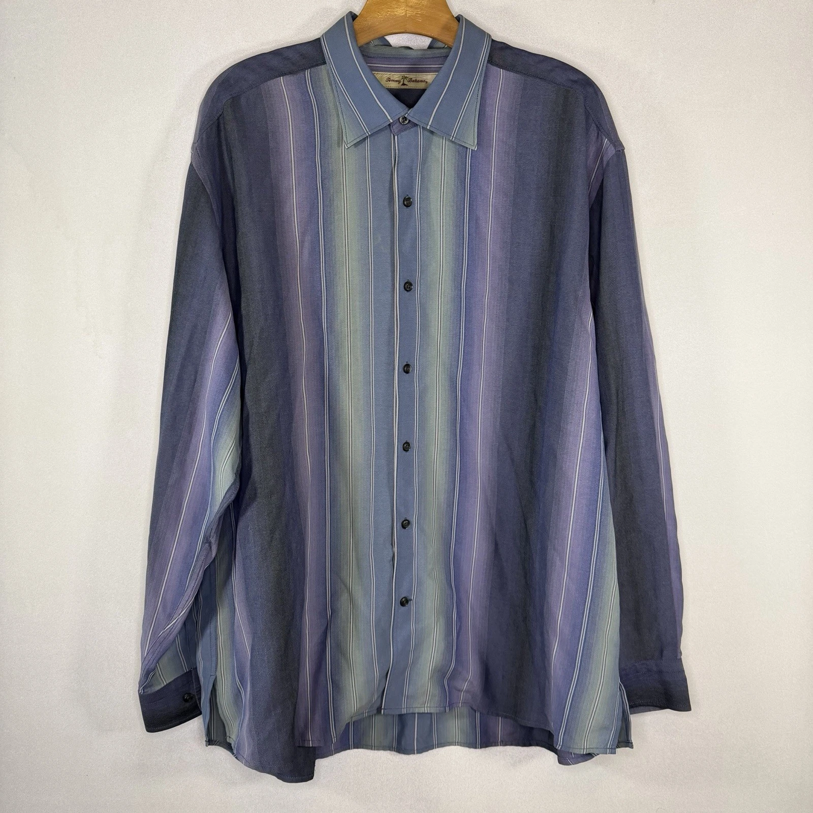 Tommy Bahama Button Up Shirt Mens XL Striped Colorful Cotton Knit Casual 25/30