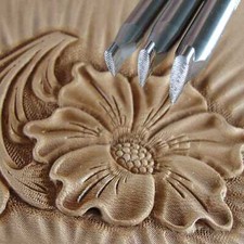 3-Piece Small Checkered Thumb Print Leather Stamp Set, Stainless Steel Tools