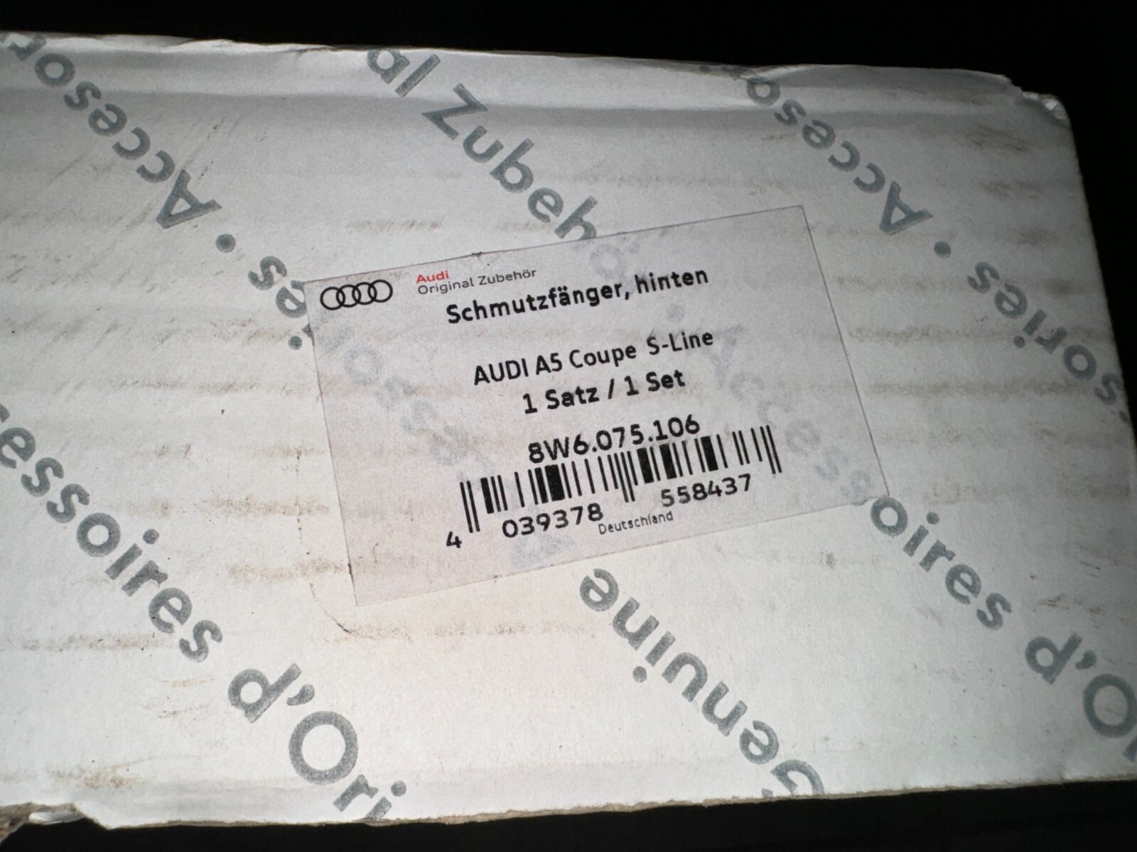 Garde-boue arrière 8W6075106 protège la carrosserie de votre AUDI A5 S line