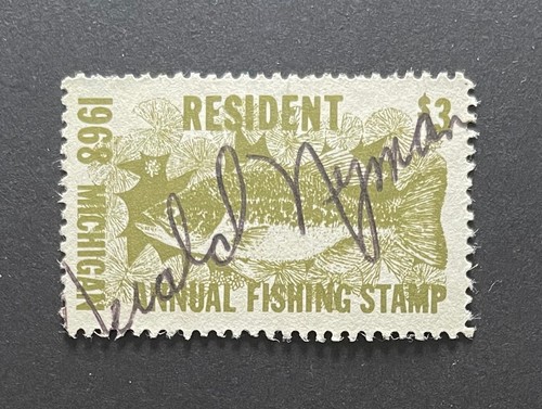 Michigan State Revenue - 1968 - $3.00 - Resident Fishing used Wooton #1 - MI