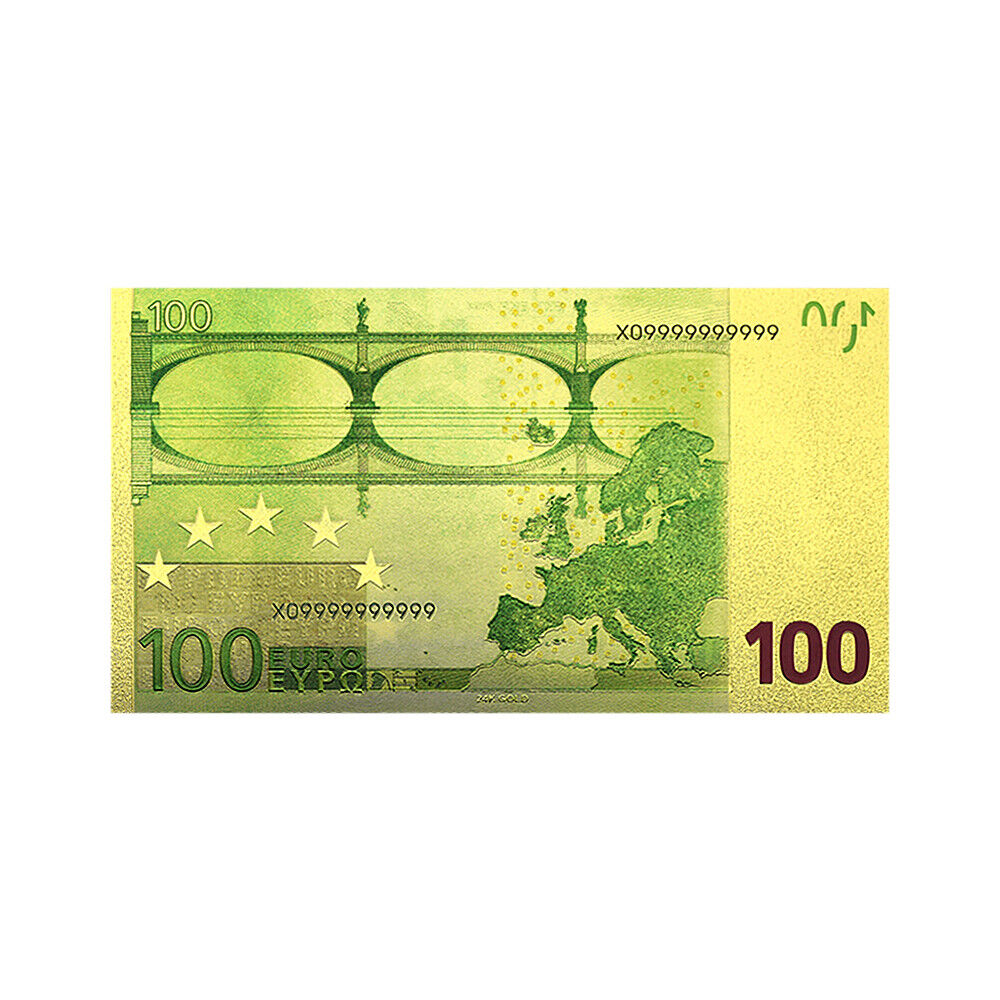 Gold souvenir banknote 100 Euro in a security file, envelope