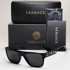 Versace Sunglasses Black Square Large Logo Letters MOD VE 3326-U 5380 55mm