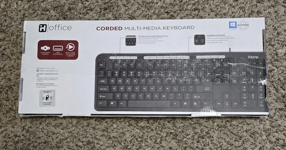 iHome USB Wired Keyboard with Multimedia Controls Plug & Play, New in Box - Image 4 of 4