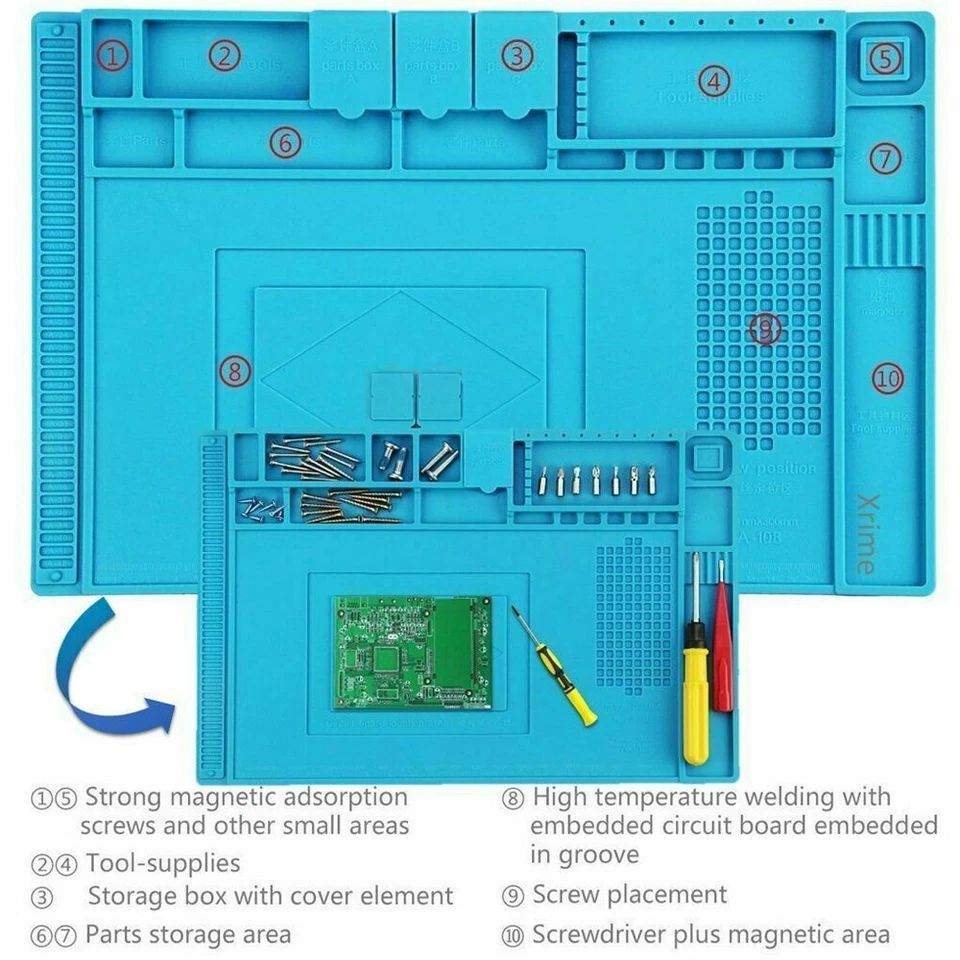 Ремонт телефона силиконовая подушка стол теплоизоляция магнитный рабочий коврик паяльник - Изображение 2 из 4