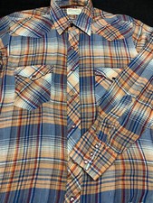 Wrangler Mens 60's 70's Vintage Polyester Cotton Plaid Shirt 15 1/2 -33