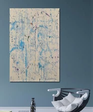 64”X44” Mark Little Original canvas ￼painting Acrylic,Abstract, Modern, X Large