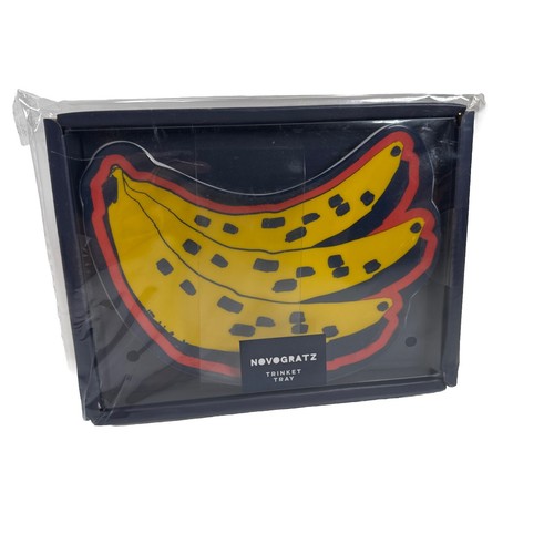 Novogratz Ceramic Banana Trinket Tray NIB 6.5” Yellow Red Blue Pop Art Retro