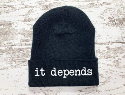 It Depends, Black Beanie Winter Cuffed Hat
