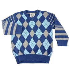 Children's Place V-neck Blue Tones Argyle Sweater Pullover Kids Size 18 Month