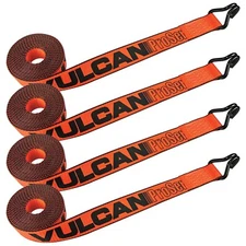 VULCAN Winch Strap - Wire Hook - 2" x 15', 4 Pack - PROSeries - 3300 lbs SWL