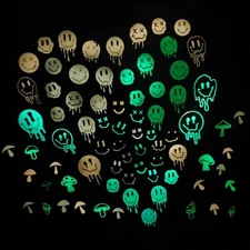 Glow In The Dark Vinyl Decal Smiley Face Drip Effect Lit Studio Decor Full Sheet