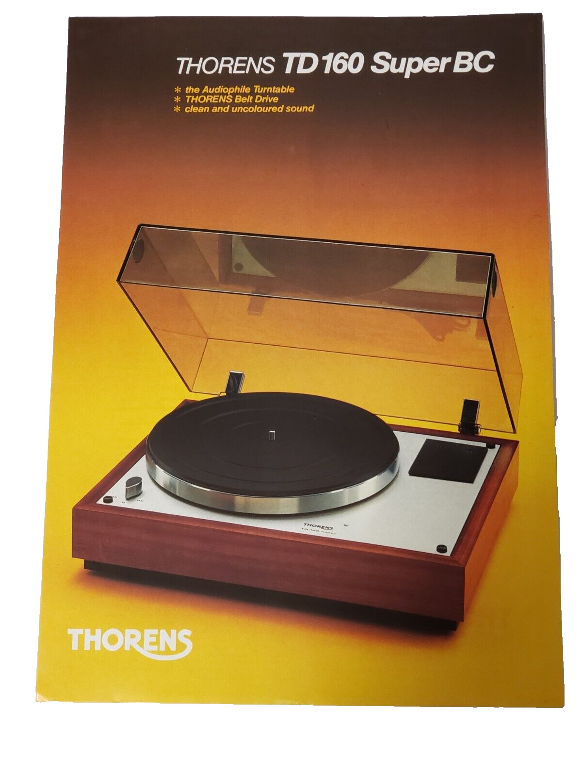 Rare Vintage THORENS TD160 Super BC Turntable Sales Brochure