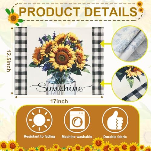 Placemats Set of 4, 12 x 17 Inch Sunshine Vase Summer