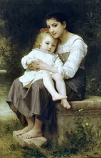 Big Sister by Wm. Bouguereau Children Kids Woman Old Masters Print